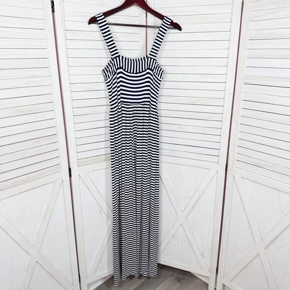 Loft Nautical Stripes Knit Maxi Sundress Sleeveless Blue White XS - Picture 9 of 13